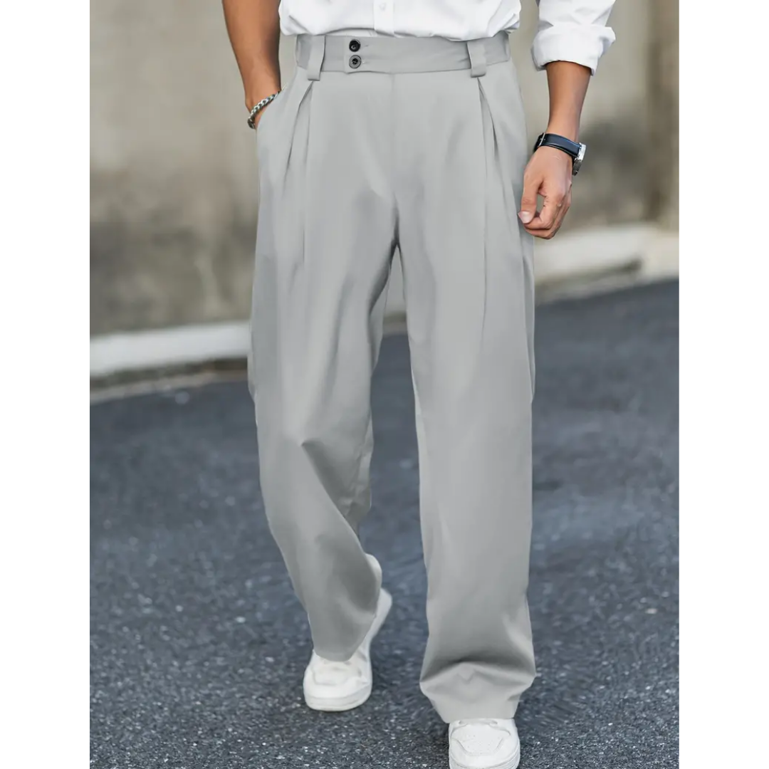 Men's Pleated Wide-Leg Trousers – Relaxed Tailored Pants