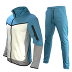 Men's Wind-Resistant Tracksuit Set – Hooded Zip-Up Jacket and Tapered