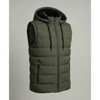 Men's Quilted Hooded Puffer Vest – Fleece-Lined Bodywarmer