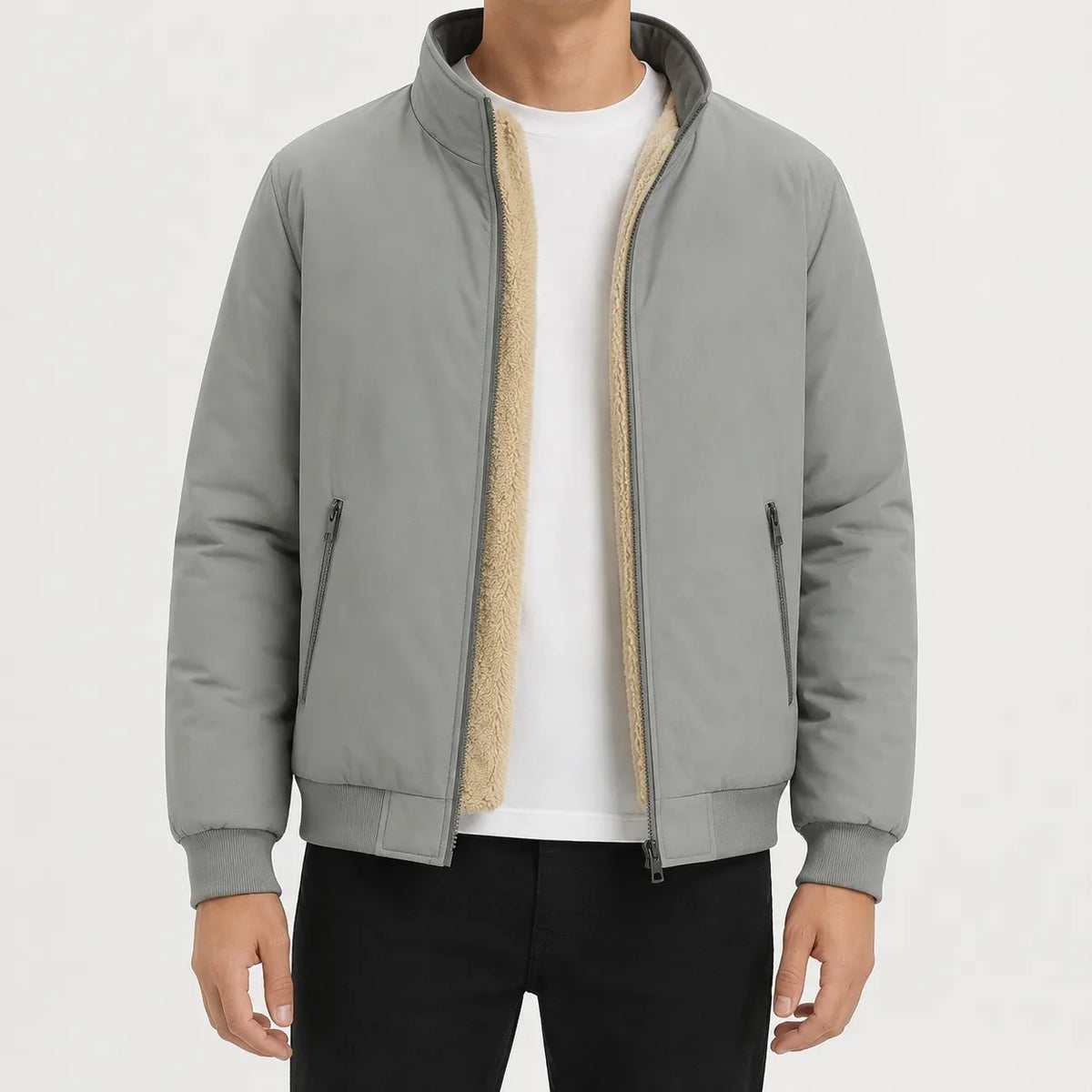 Men's Puffer Jacket with Fleece Lining