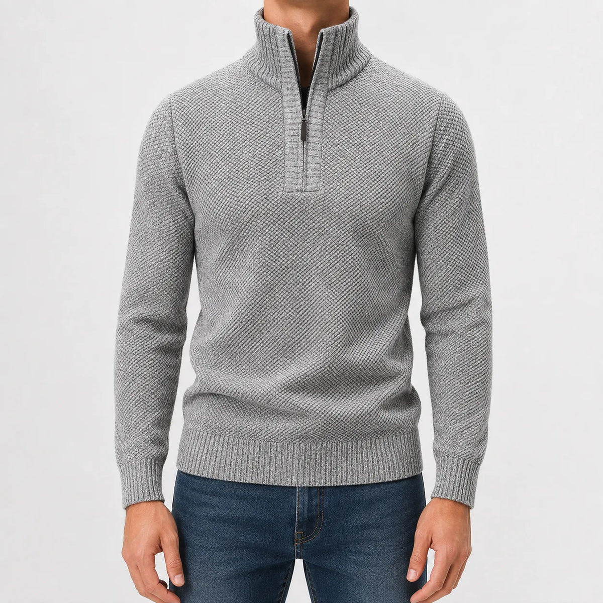 Men's Zip-up Jumper with Mock Neck – Style 3