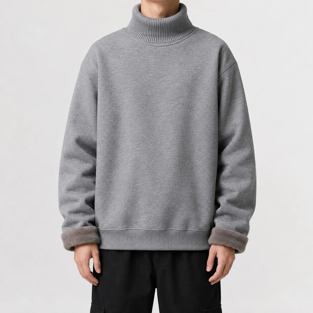 Men's Fleece-lined Jumper with Turtle Neck