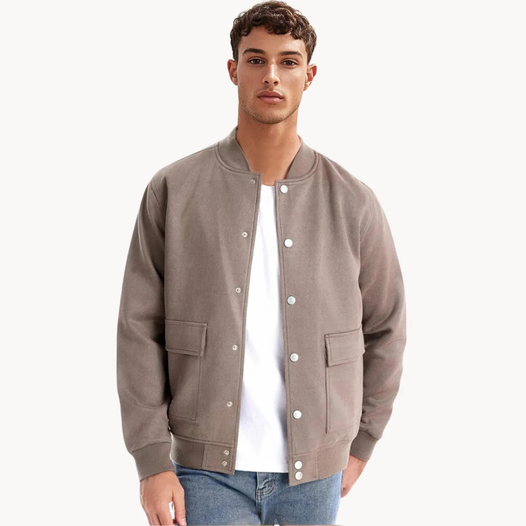 Men's Suede-Look Bomber Jacket
