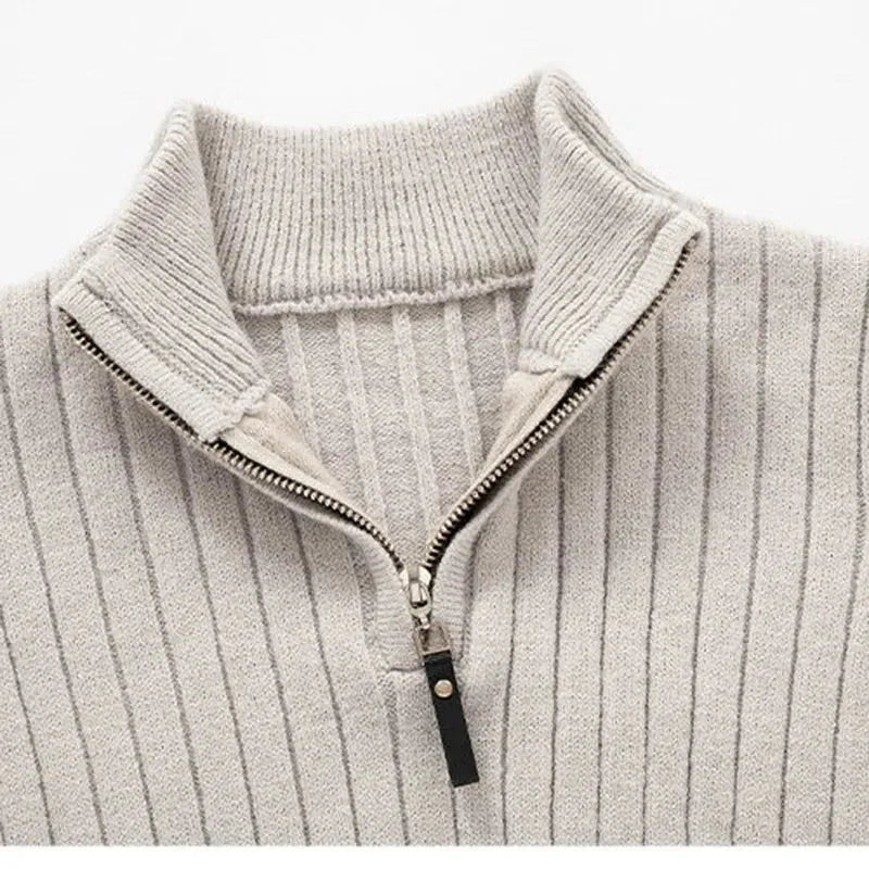 Men's High Collar Half-Zip Jumper – Ribbed Cuffs