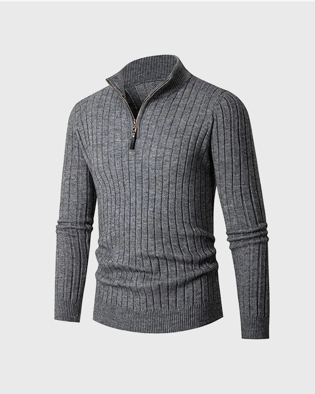 Men's High Collar Half-Zip Jumper – Ribbed Cuffs