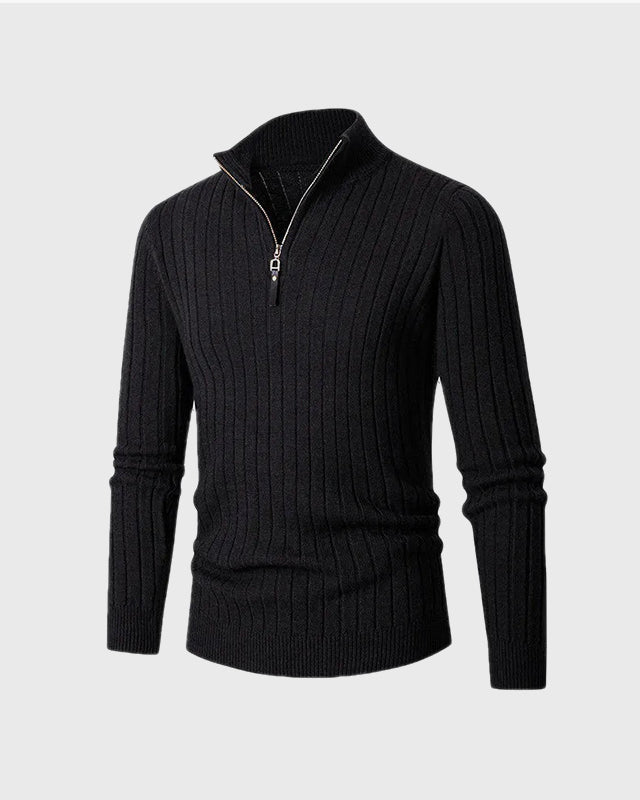 Men's High Collar Half-Zip Jumper – Ribbed Cuffs