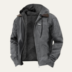 Men's Fleece-Lined Hooded Jacket – Drawstring Hood, Ribbed Cuffs