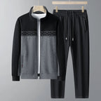 Men's Two-Piece Zip-Up Tracksuit – Contrast Jacket and Straight-Leg