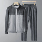 Men's Two-Piece Zip-Up Tracksuit – Contrast Jacket and Straight-Leg