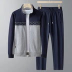 Men's Two-Piece Zip-Up Tracksuit – Contrast Jacket and Straight-Leg