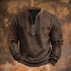 Men's Vintage Quarter-Zip Jumper with Stand Collar