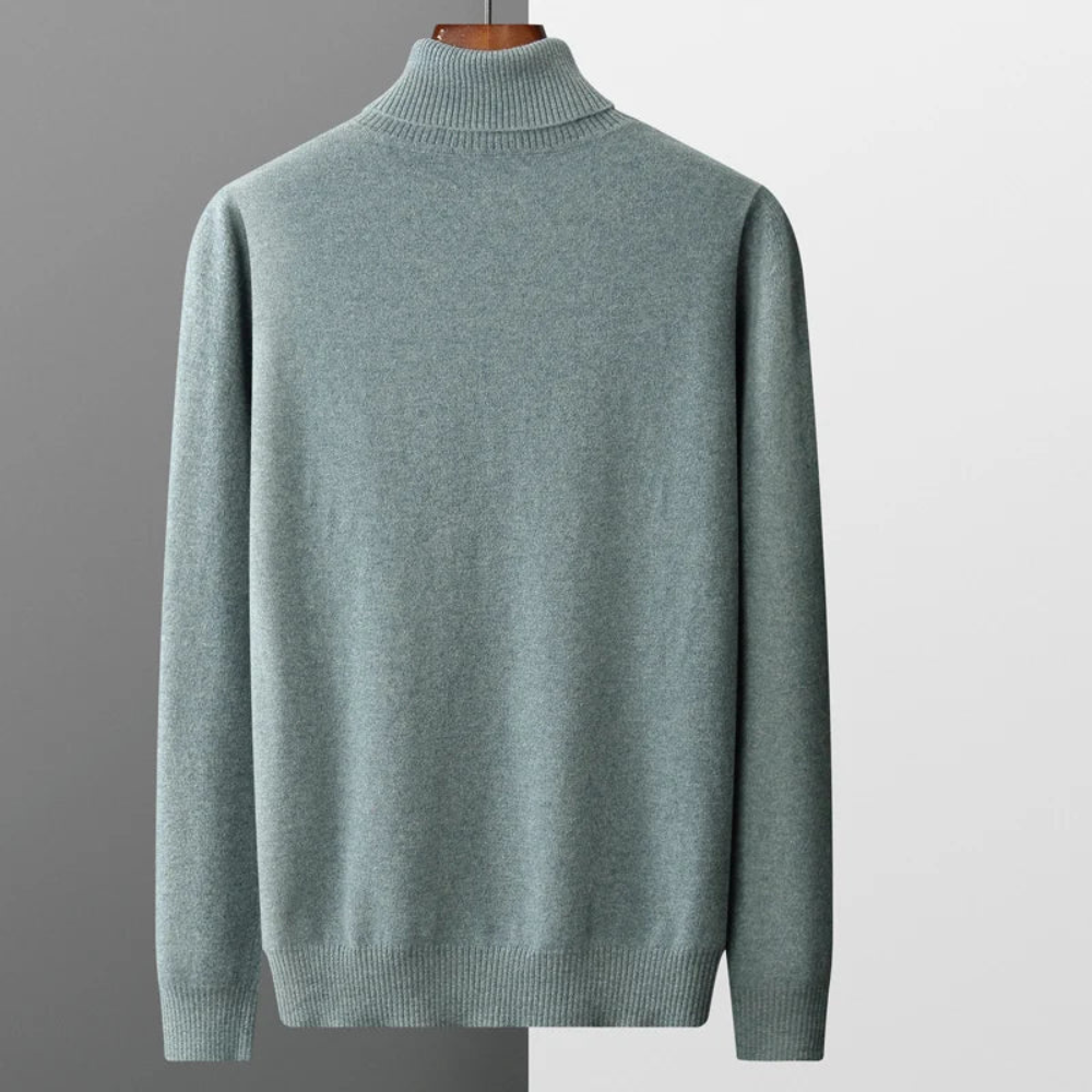 Men's Roll Neck Jumper in Light Blue