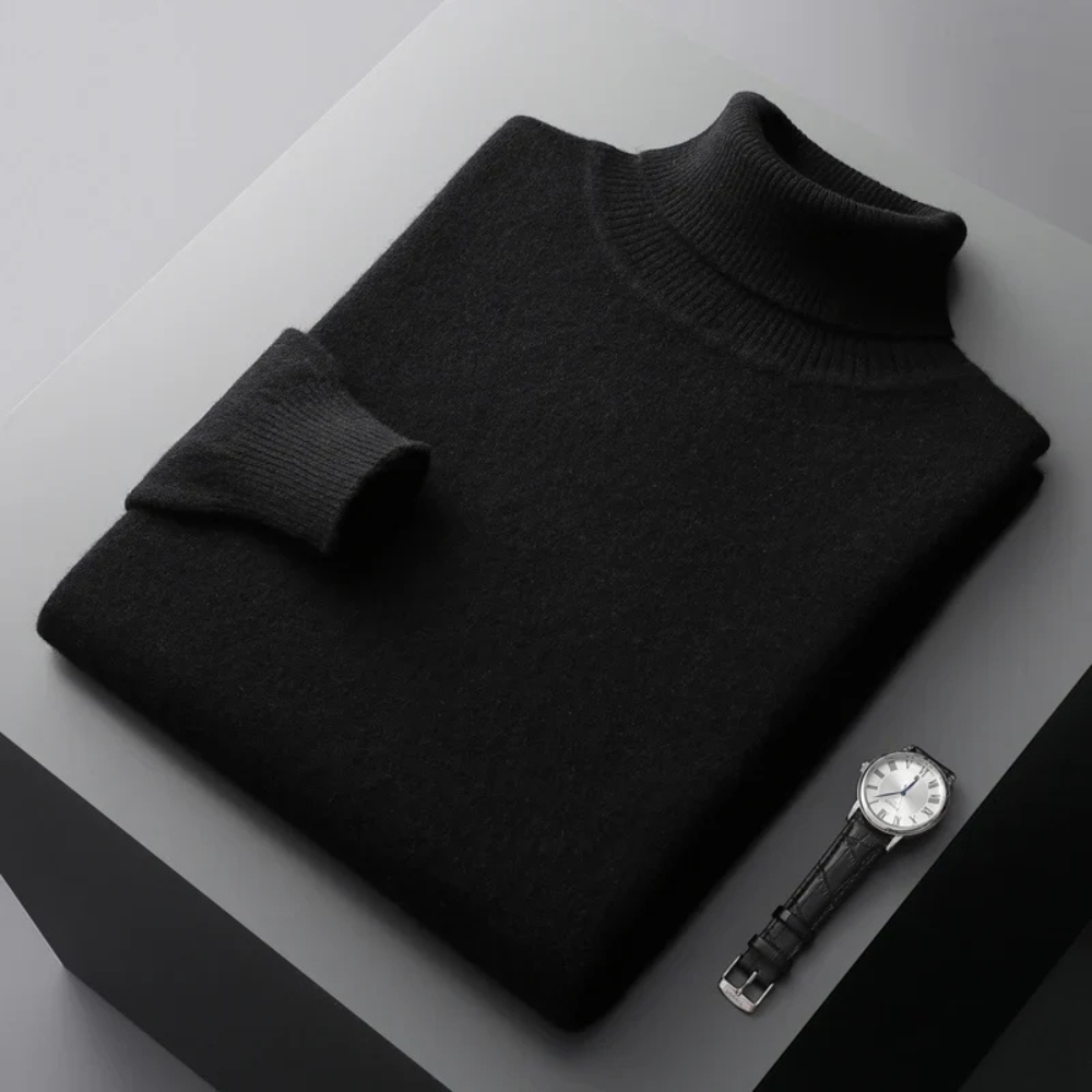 Men's Roll Neck Jumper in Light Blue