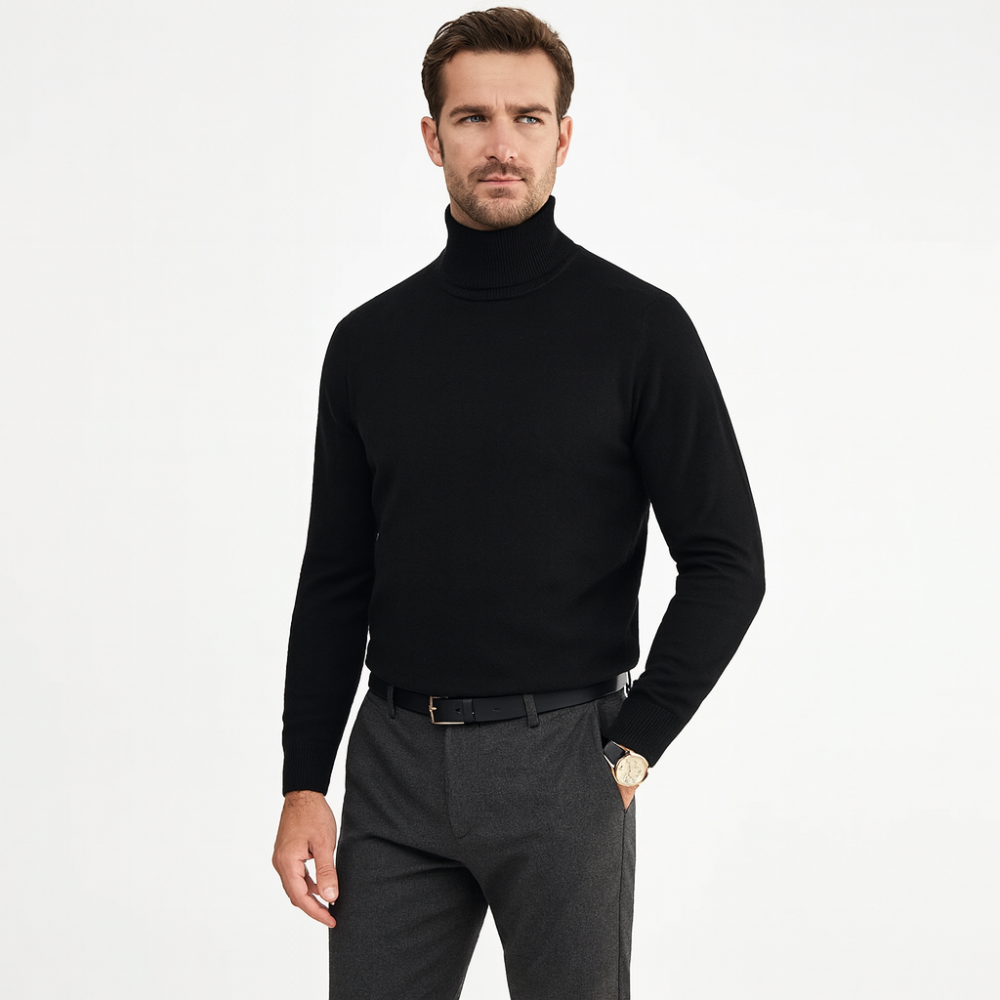 Men's Roll Neck Jumper in Light Blue