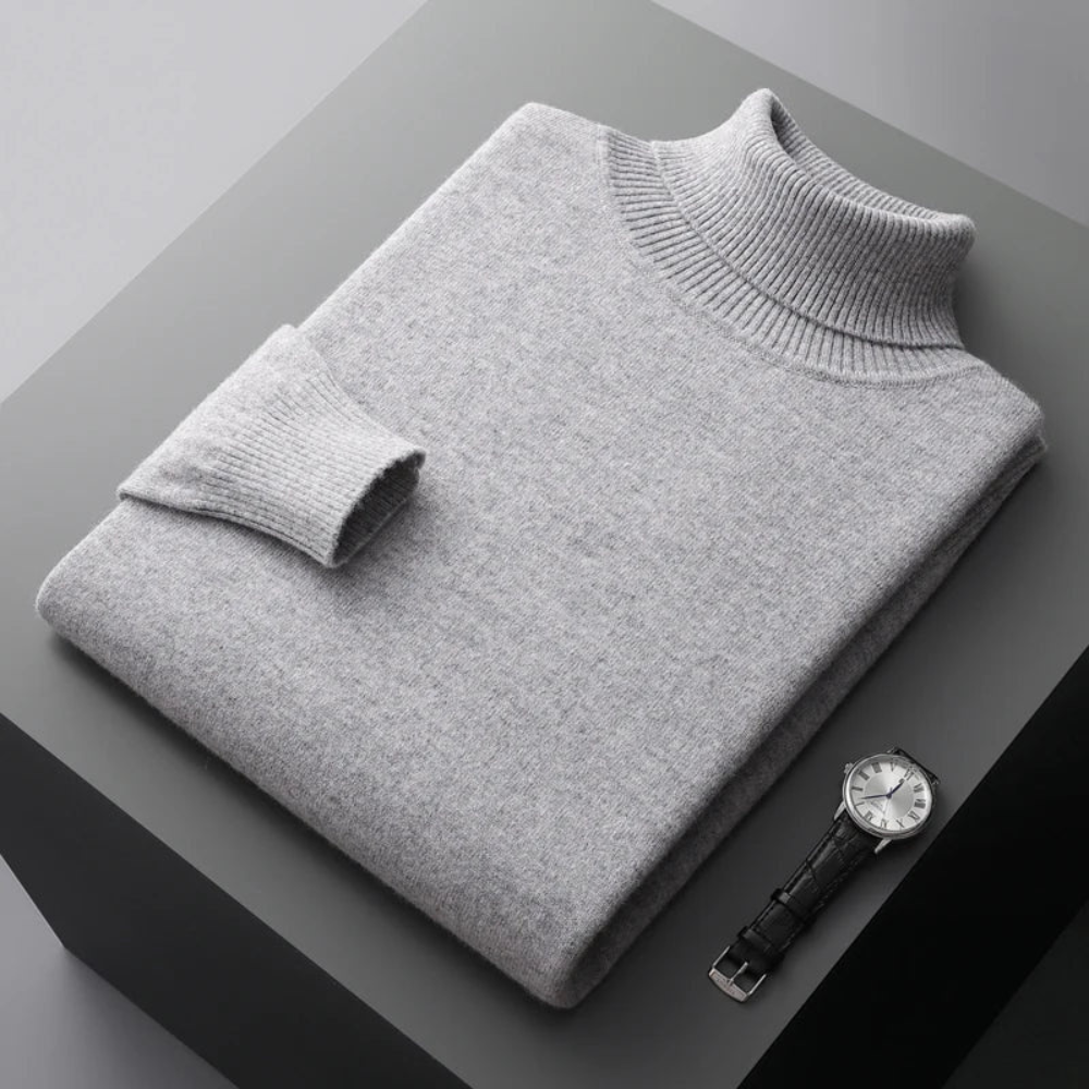 Men's Roll Neck Jumper in Light Blue