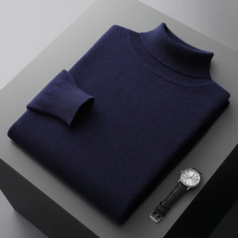 Men's Roll Neck Jumper in Light Blue