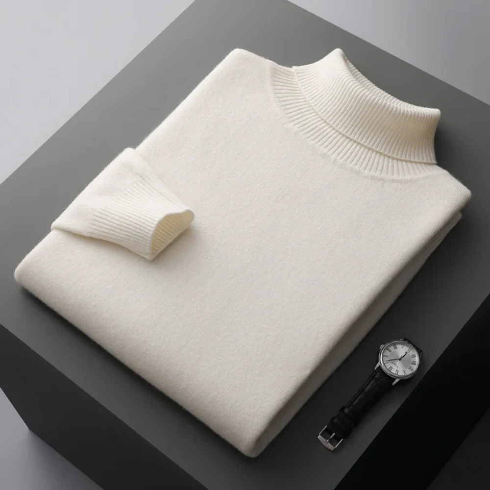 Men's Roll Neck Jumper in Light Blue