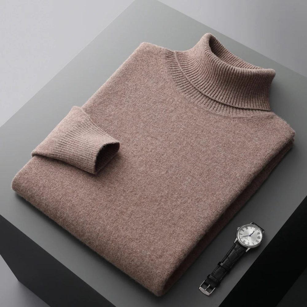 Men's Roll Neck Jumper in Light Blue