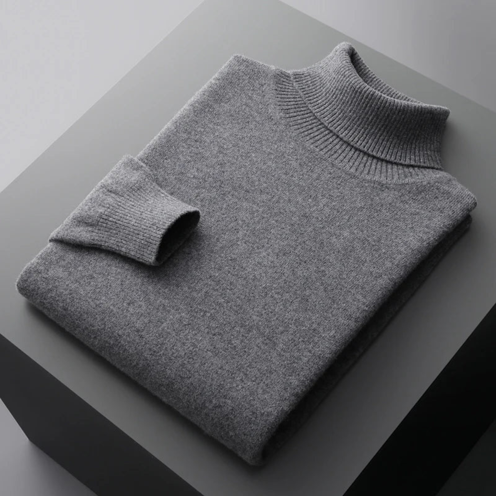 Men's Roll Neck Jumper in Light Blue