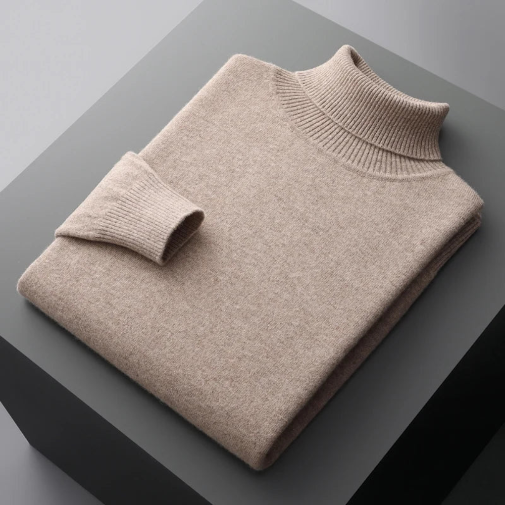 Men's Roll Neck Jumper in Light Blue