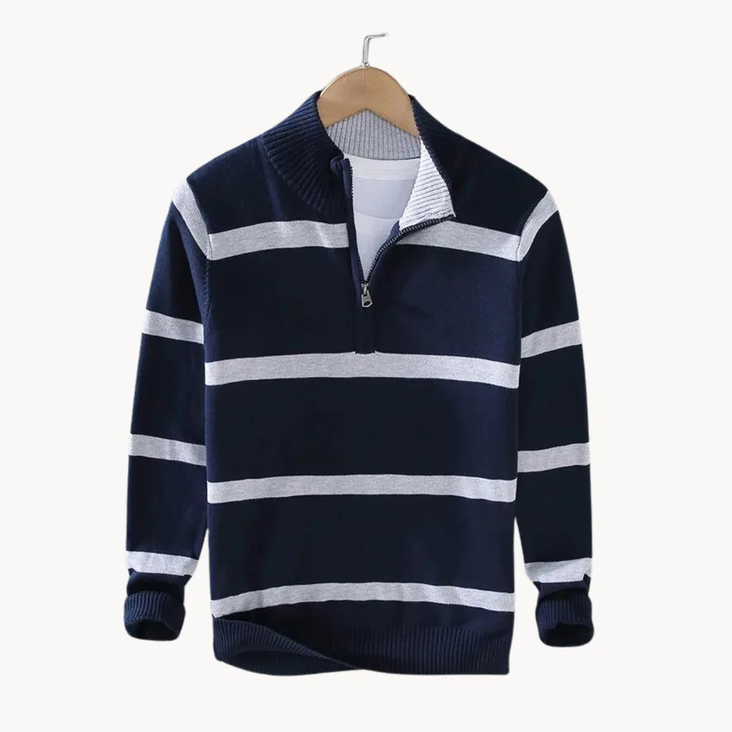 Men's Striped Quarter-Zip Jumper