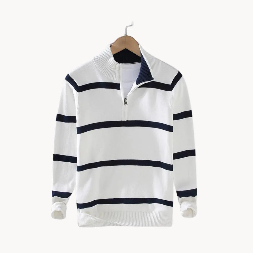 Men's Striped Quarter-Zip Jumper