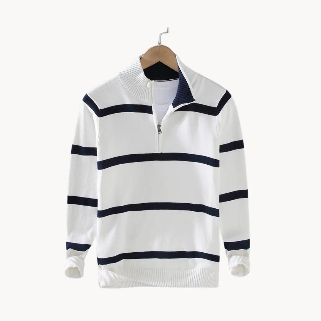Men's Striped Quarter-Zip Jumper