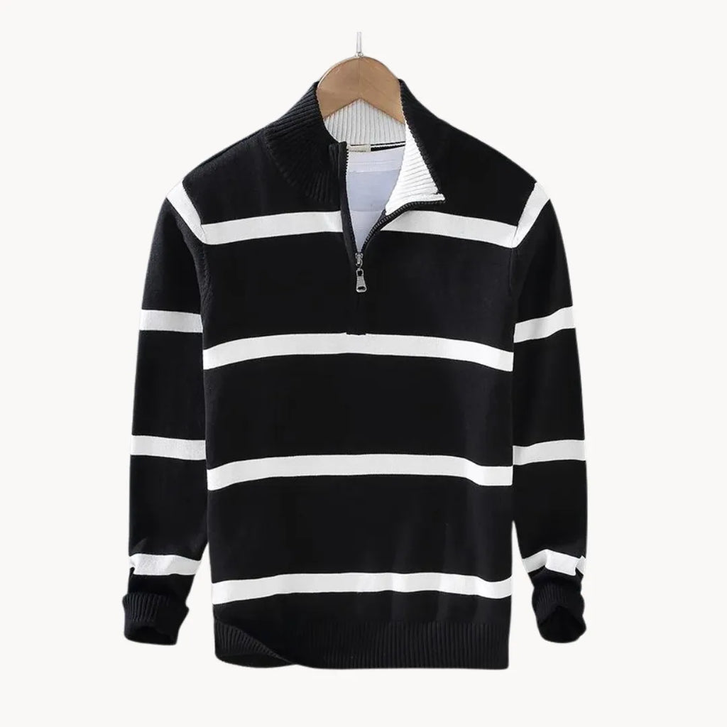 Men's Striped Quarter-Zip Jumper