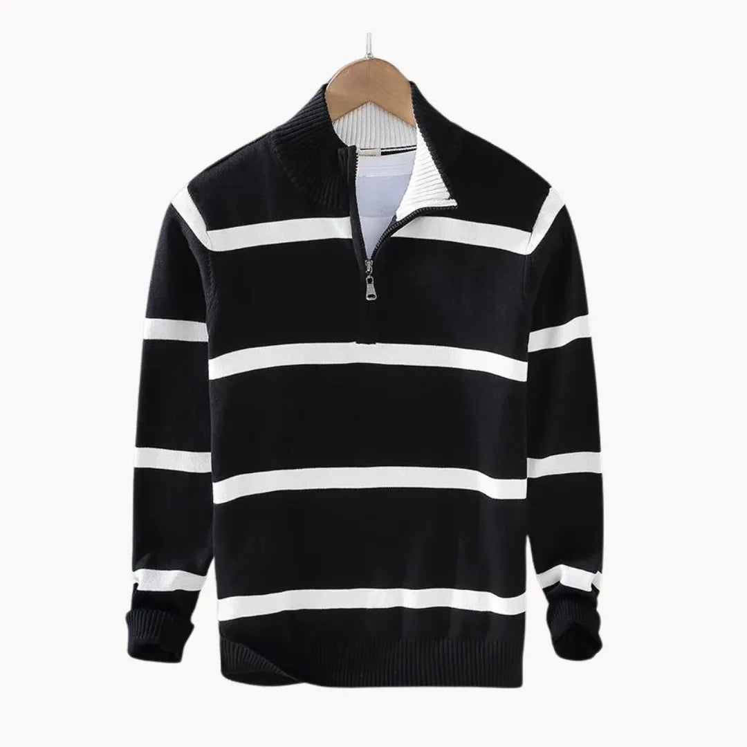 Men's Striped Quarter-Zip Jumper