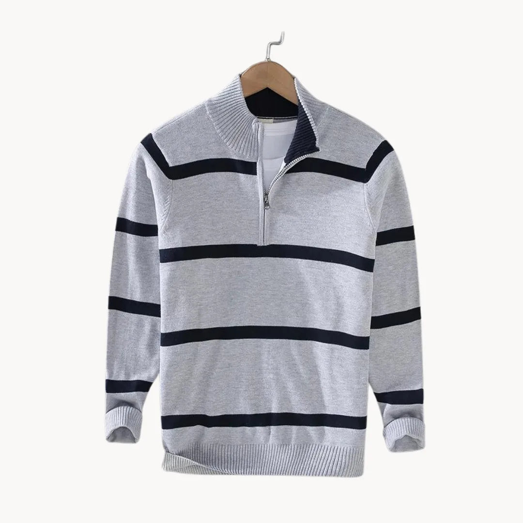 Men's Striped Quarter-Zip Jumper