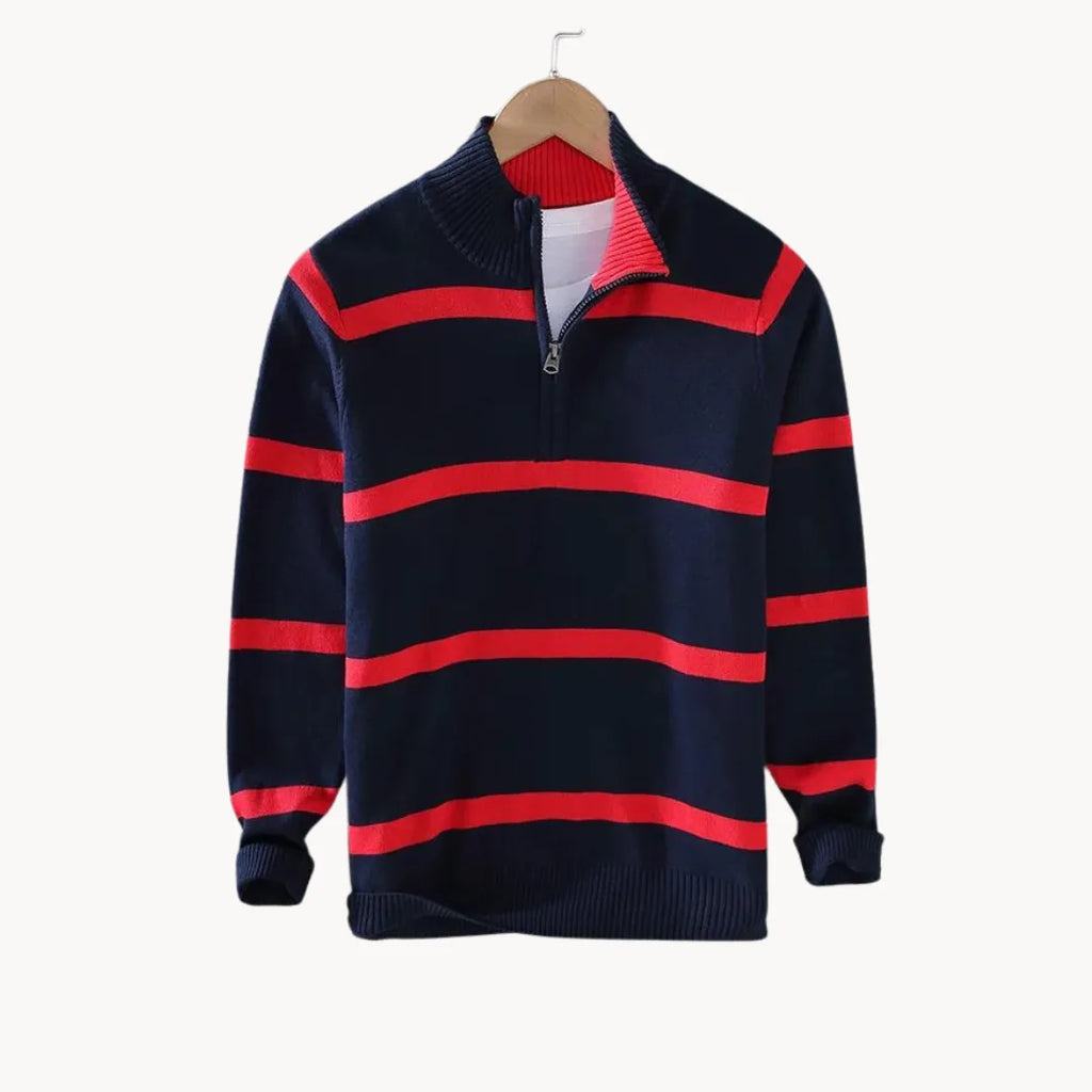 Men's Striped Quarter-Zip Jumper