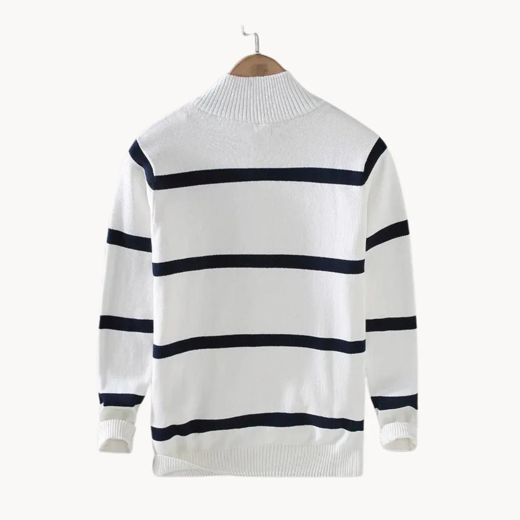 Men's Striped Quarter-Zip Jumper