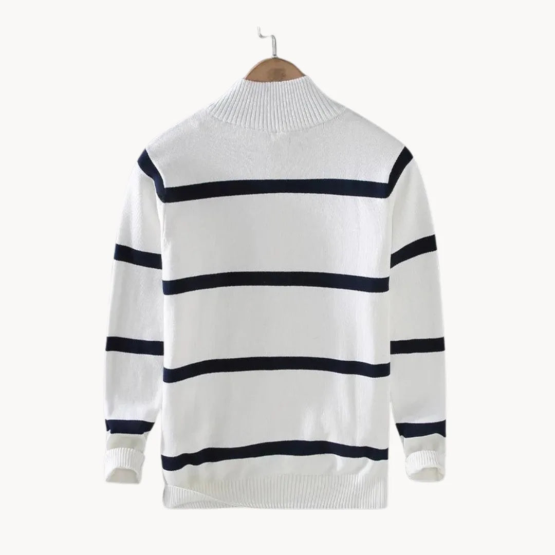 Men's Striped Quarter-Zip Jumper