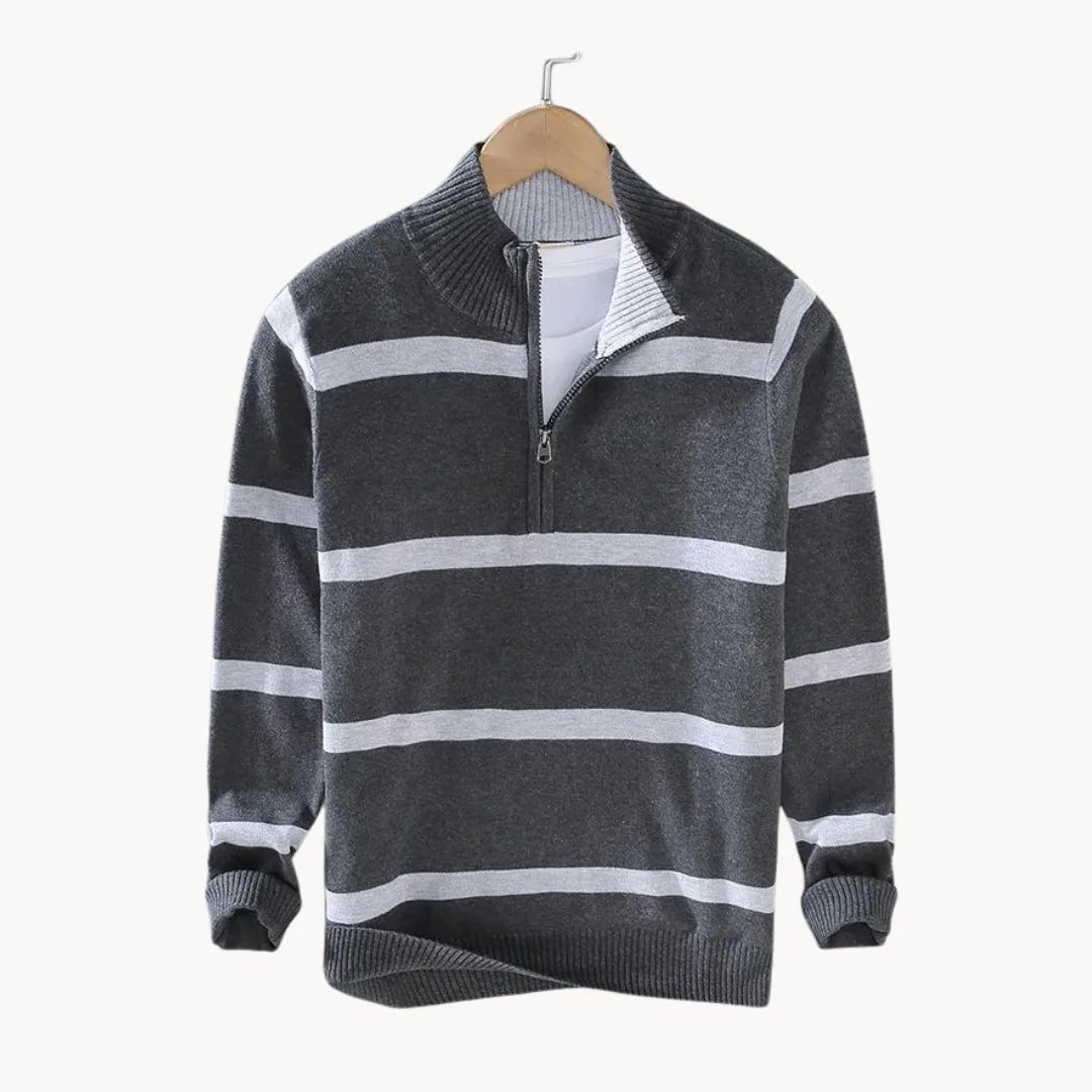 Men's Striped Quarter-Zip Jumper