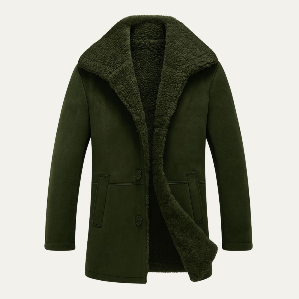 Men's Shearling-Style Collar Winter Coat – Classic Overcoat