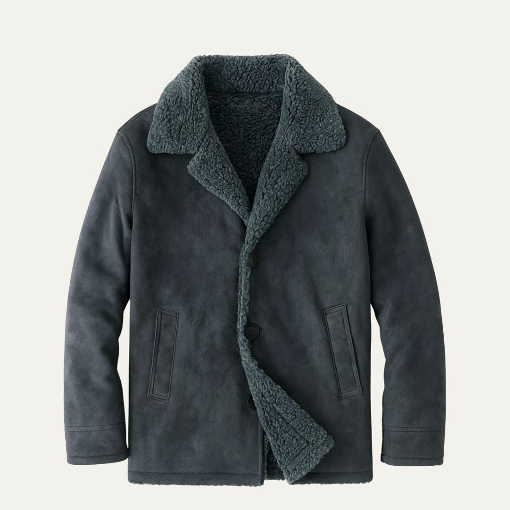 Men's Shearling-Style Collar Winter Coat – Classic Overcoat