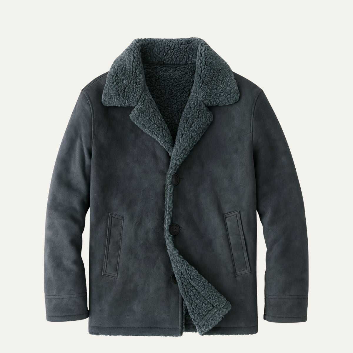 Men's Shearling-Style Collar Winter Coat – Classic Overcoat