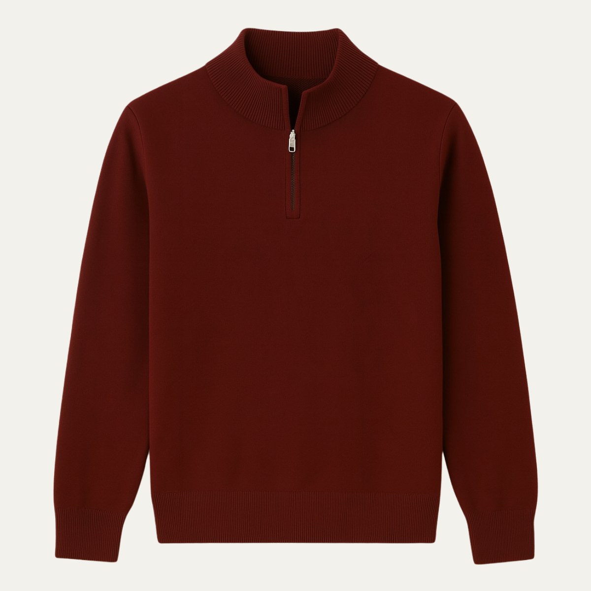 Men's Cotton Quarter-Zip Jumper – Ribbed Collar