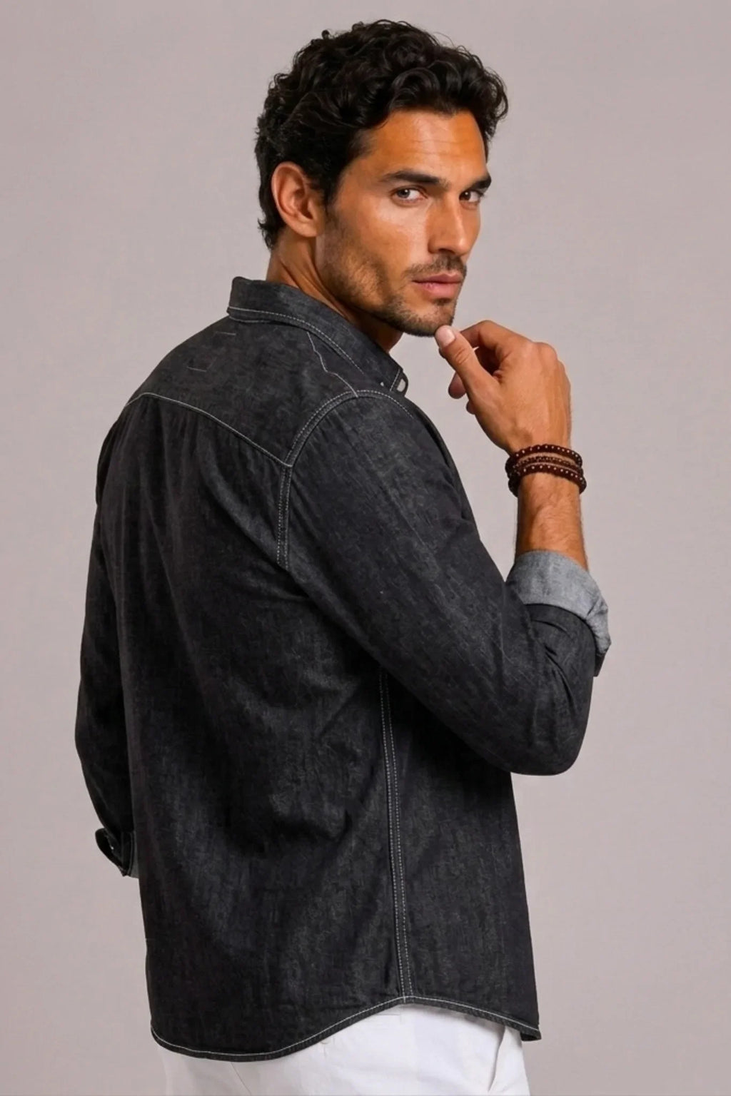 Men's Denim Shirt Long-sleeve