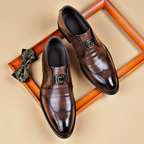 Men's leather-look Monk Strap Shoes – Polished Buckle Dress Shoes