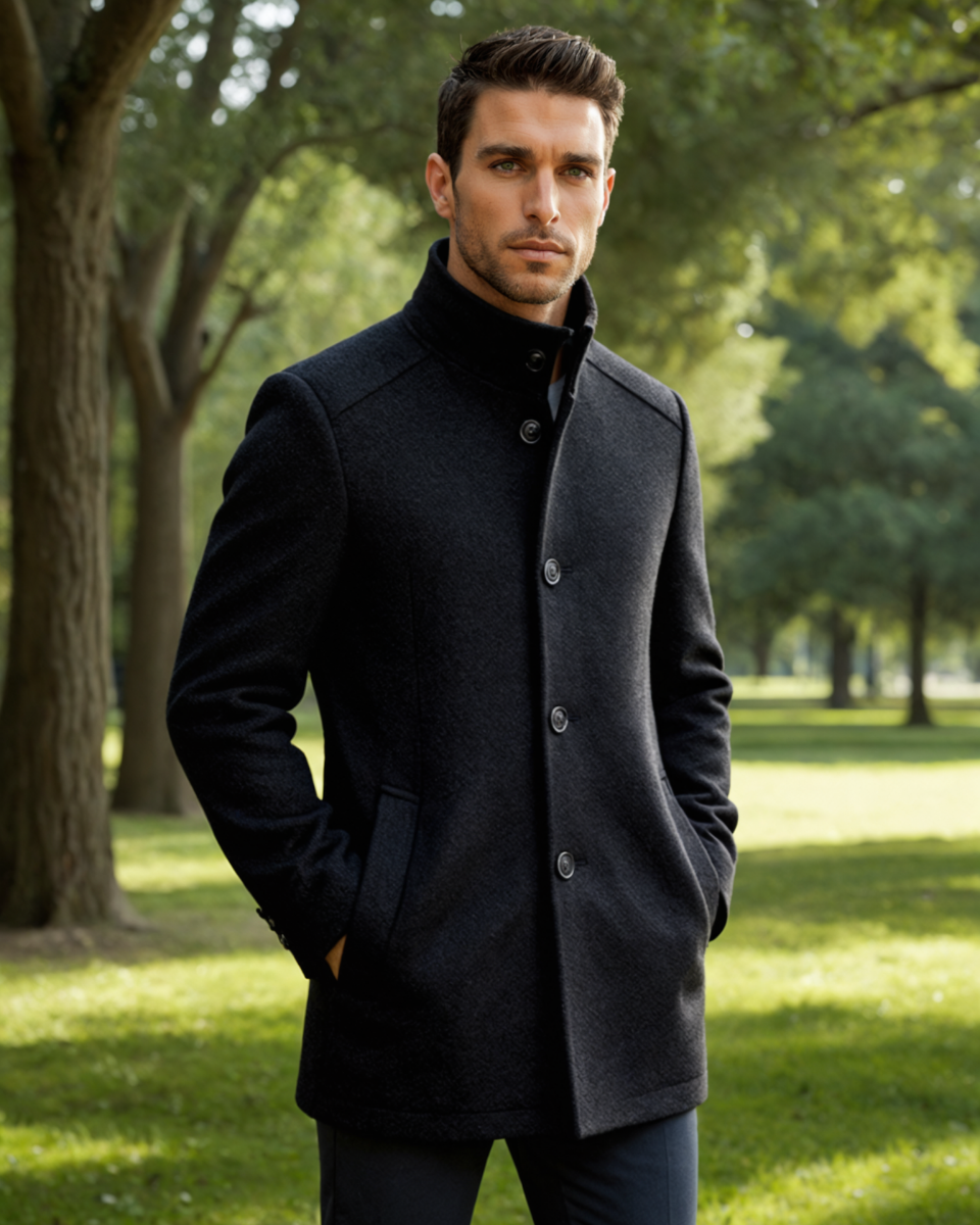Men's Premium Wool-Blend Winter Overcoat – Insulated Lining