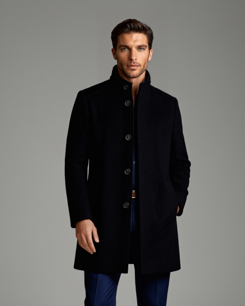 Men's Premium Wool-Blend Winter Overcoat – Insulated Lining
