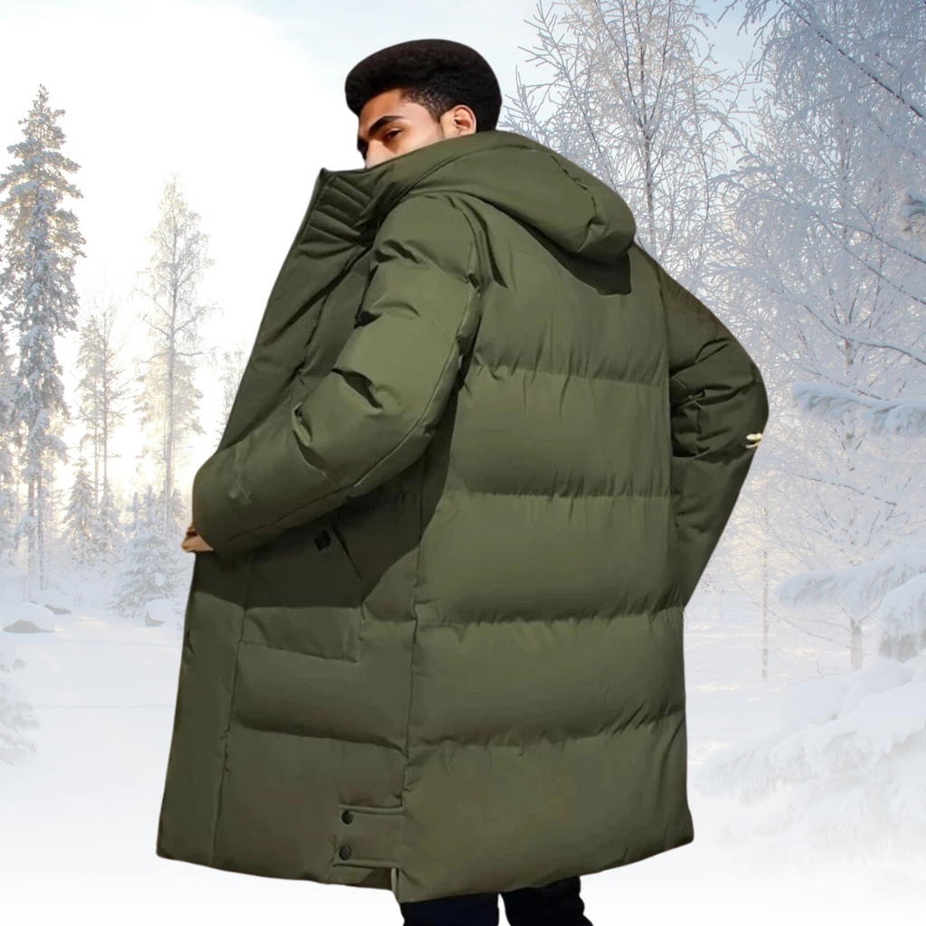 Men's Longline Hooded Puffer Coat – Insulated Weather-Resistant Layer