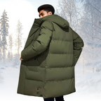 Men's Longline Hooded Puffer Coat – Insulated Weather-Resistant Layer