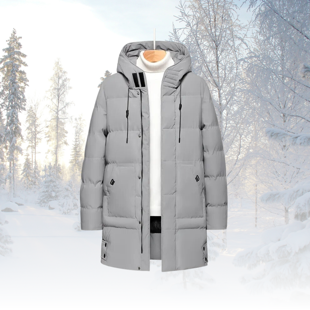 Men's Longline Hooded Puffer Coat – Insulated Weather-Resistant Layer