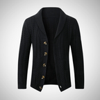 Men's Shawl-Collar Cable-Knit Cardigan – Button-Up Long-Sleeve Sweater