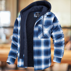 Men's Hooded Plaid Shirt Jacket – Quilted-Lined Winter Shacket