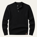 Men's Ribbed Henley Knit Jumper – Button Neck