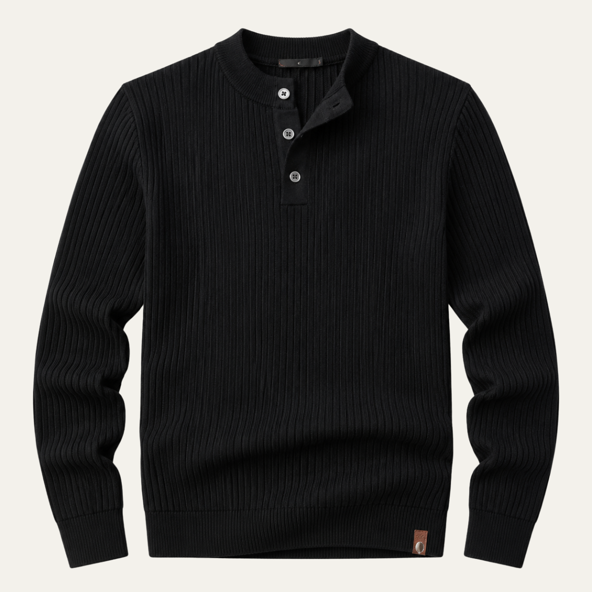 Men's Ribbed Henley Knit Jumper – Button Neck