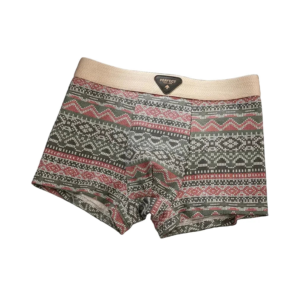 Men's Patterned Cotton Boxer Briefs – Breathable Comfort-Fit Underwear